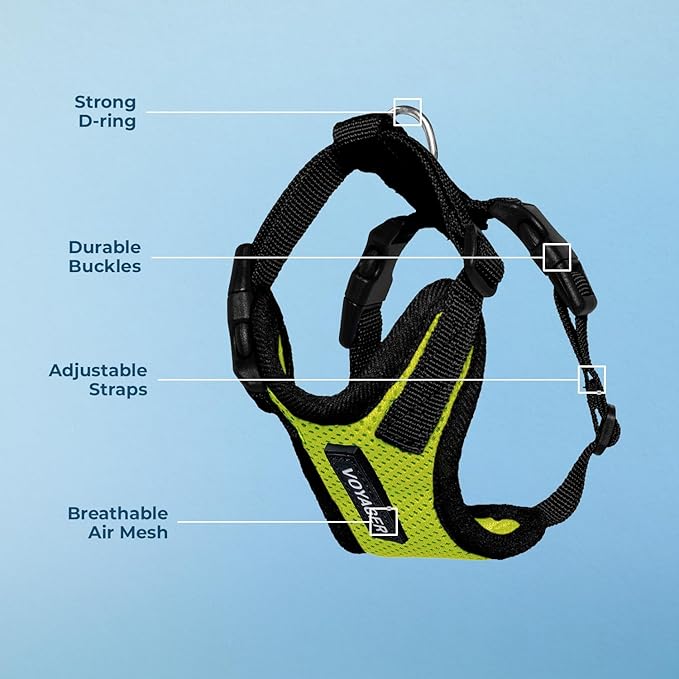 Voyager Step-in Lock Pet Harness - All Weather Mesh, Adjustable Step in Harness for Cats and Dogs by Best Pet Supplies - Lime Green/Black Trim, XL