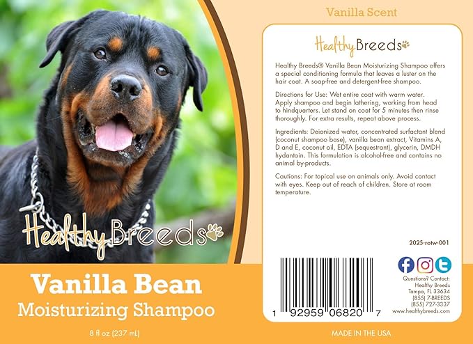 Healthy Breeds Rottweiler Vanilla Bean Moisturizing Shampoo 8 oz
