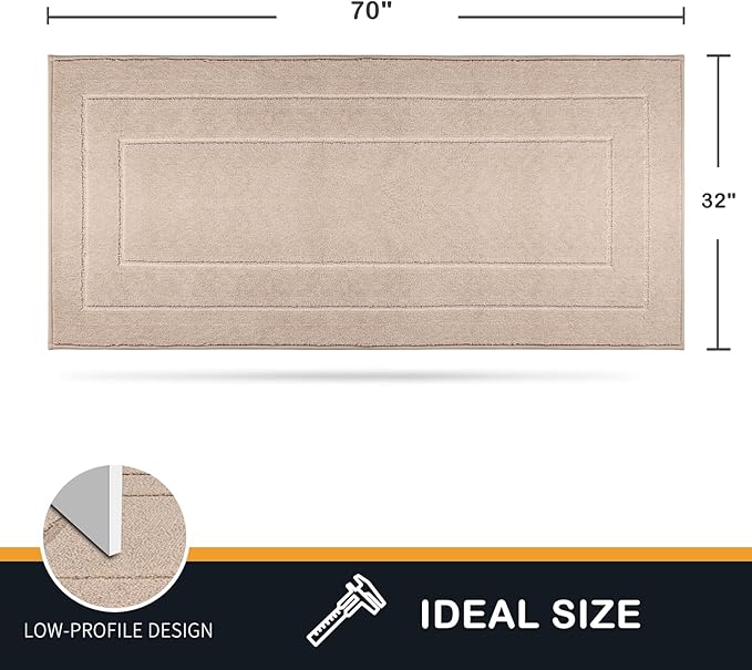 PURRUGS Dirt Trapper Door Mat 32" x 70", Non-Slip/Skid Machine Washable Entryway Rug, Dog Door Mat, Super Absorbent Welcome Mat for Muddy Wet Shoes and Paws, Beige