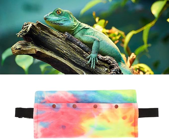 Reptile Sling Carrier, Soft Adjustable Strap Comfortable to Use Bearded Dragon Sling for Outdoor Travel Walking Rest (Iridescence)