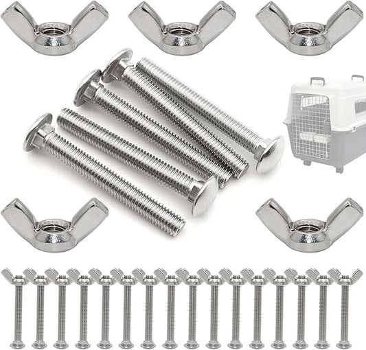 20 Sets Pet Carrier Replacement Fasteners Set - Heavy Duty Stainless Steel Bolts and Nuts for Kennel and Carrier - Dog and Cat Carrier Replacement Parts, M5×40-W