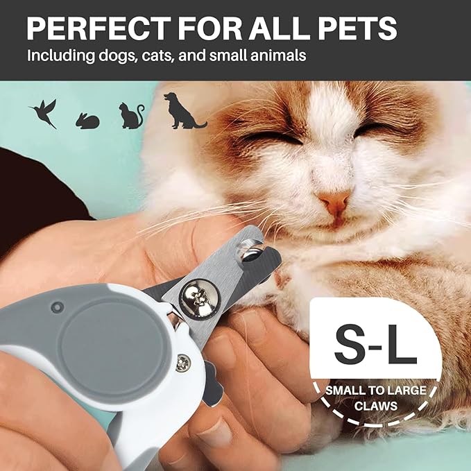 Pet Nail Clippers, Dog Nail Trimmers with Safety Guard to Avoid Excessive Cutting Nails, Dog Grooming Clippers has a Variety of Colors Suitable for Dogs, Cats and Other Pets（Grey）