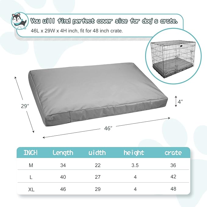 Explore Land 48 inch Gray Dog Crate Cover Bundle with 46 inch Dog Bed Cover
