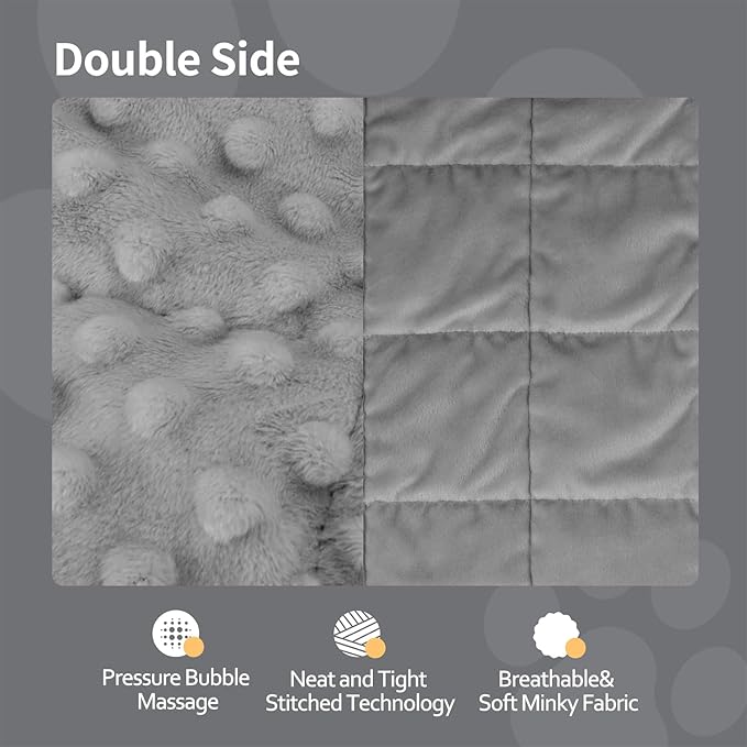 LaSyL Weighted Blanket for Pets | Thunder Blanket for Dogs Anxiety | Premium Soft Minky | Relaxation & Calming & Anti Anxiety | Used in Car, Bed, Couch | Dark Grey, Washable Small 32" L x 24" W