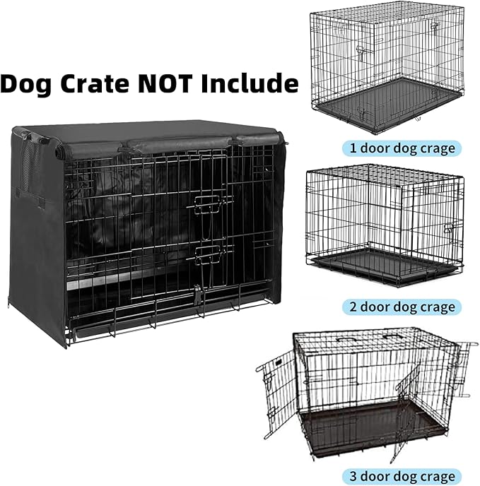 Small Dog Cage Cover 24 Inch Dog Crate Cover, Puppy Crate Covers Small Dog Kennel Cover for Wire Cage with1 2 3 Doors, Indoor Waterproof 600D Oxford Fabric Black