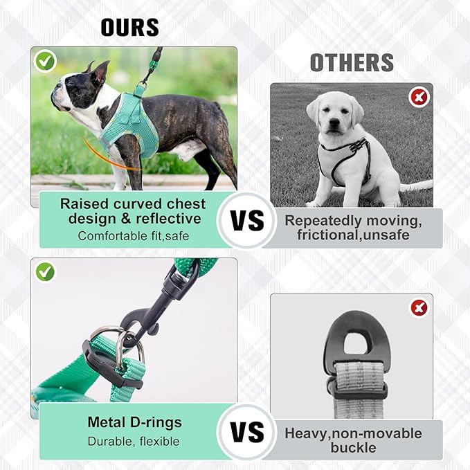 BEAUTYZOO Dog Harness and Leash Set for Small Medium Dogs,No Pull Step-in Harness for Puppy S M Sized Dogs and Cats,Air Mesh Adjustable Breathable Soft No Chock Escape Proof Vest Harnesses,Green M