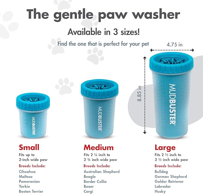 Dexas MudBuster Portable Dog Paw Cleaner, Large, Blue (PW720312)