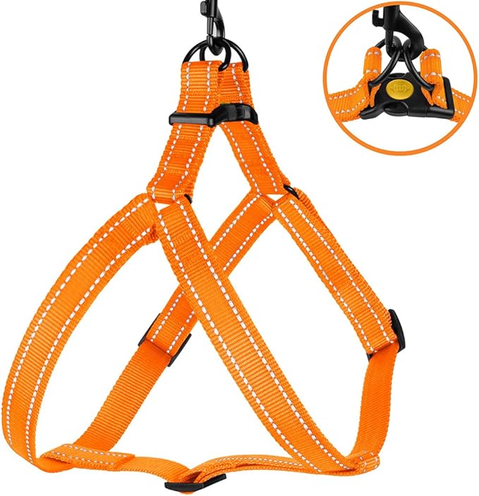 CollarDirect Reflective Dog Harness Step in Small Medium Large for Outdoor Walking, Comfort Adjustable Harnesses for Dogs Puppy Pink Black Red Purple Mint Green Orange Blue (Small, Orange)