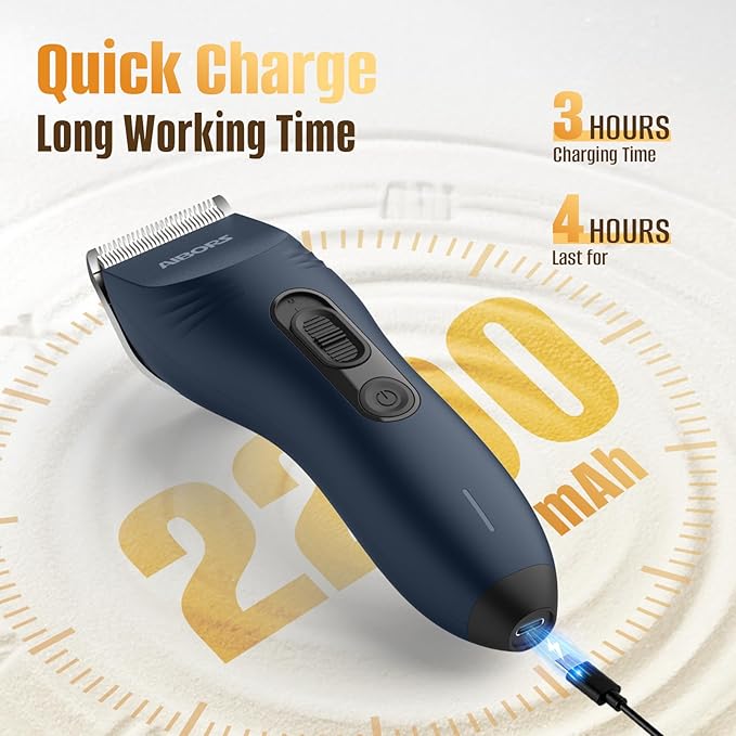 Dog Clippers for Grooming, Dog Shaver Clippers Kit Low Noise, Rechargeable Cordless Electric Trimmer Quiet Hair Clippers Set for Dogs Cats Pets