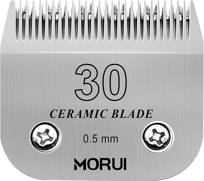 30 Cut Length 1/50"(0.5mm) Detachable Ceramic Pet Dog Clipper Blades Compatible with Most Andis,Oster A5 Wahl KM Series Clippers