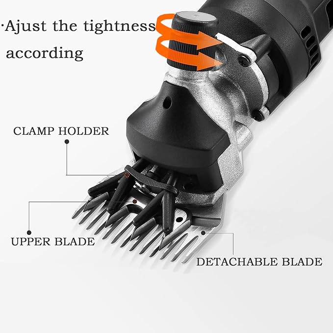Sheep Shears, 750W Professional Electric Sheep Clippers with 6 Speed, Farm Livestock Clippers Kit Suitable for Thick Coat Animals （Comes with Spare Blades）