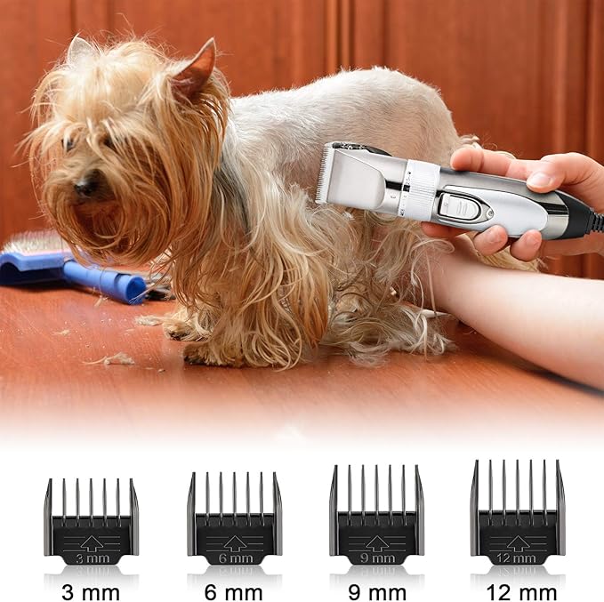 Mudder Electric Goat Clipper 12V High Power Dog Shaver Clipper for Grooming Low Noise Plug-in Pet Trimmer Grooming Clipper with 4 Guide Comb 1 Replacement Cutter Head 1 Cleaning Brush (Black)