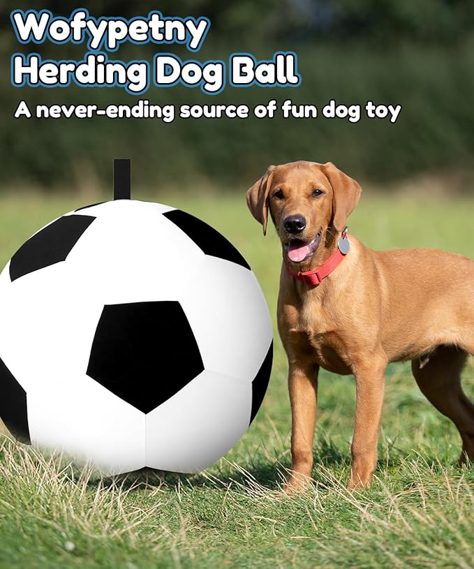 Herding Ball for Dogs 25"- Giant Dog Herding Balls for Outdoor Chase/Train/Exercise, Durable Oxford Soccer Cover with Straps Dog Ball Toy for Australian Shepherd,Cattle,Border Collie Medium Large Dogs