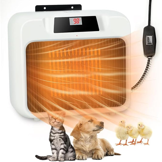 Rypet Large Dog House Heater with Thermostat, 300W/600W Safe Heater for Dog House Outdoor with 6 Ft Anti Chew Cord, Wall Mounted Dog Kennel Heater Electric Warmer for Most Dog House