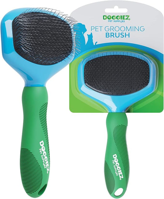 Wire Pin Brush with Comfort Grip Handle - Short and Long Hair Grooming for Dogs and Cats