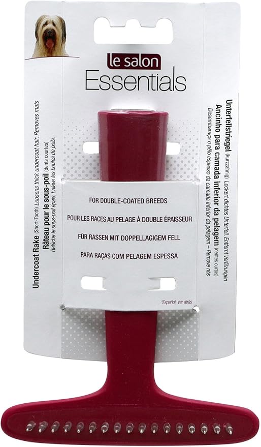Le Salon Essentials Single Undercoat Dog Rake, Short-Tooth 17-Pin Rake