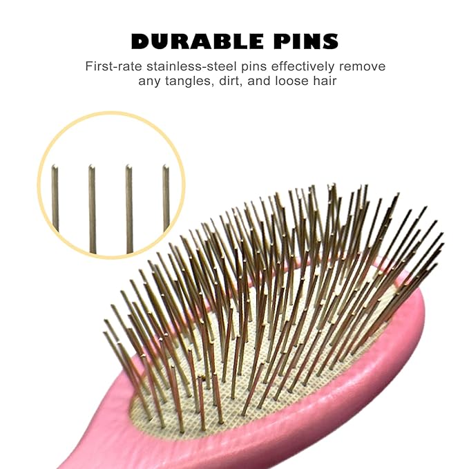 Der Meister Pin Brush, Pets Shedding, Dematting and Grooming tool for Dogs and Cats with All Hair Types, Remove Loose Hair, Fur, Undercoat, Mats, Tangled Hair, Knots (PINK)