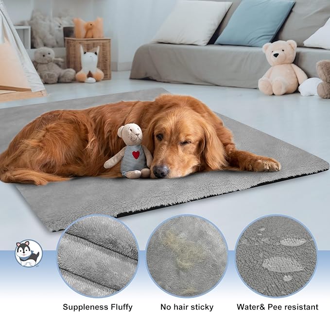 Explore Land Dog Crate Pan Cover with Softer Fluffy Top for 42 inch Dog Cage - Reversible Washable Liner for Dog Crate Tray