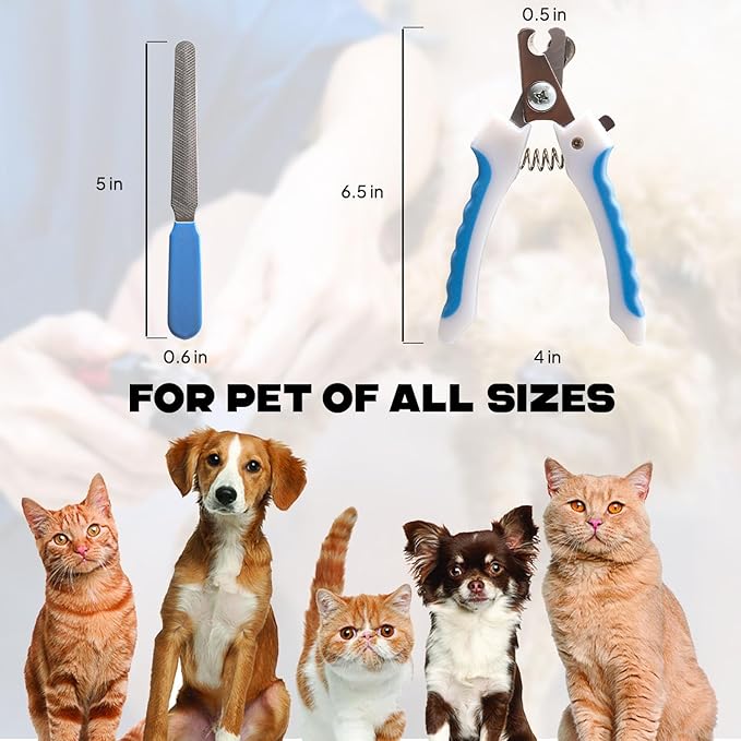 Pet Nail Clipper & Trimmers for Small Medium Large Breed Dog & Cat - Professional Grooming Tool Built-in Safety Guard, Non-Slip Handle and Bonus Nail File & Hair Comb Pet