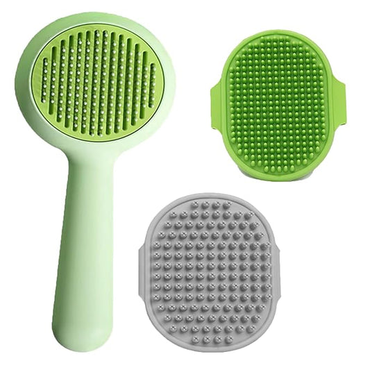 Dog Washing Gloves Brush for Pet: JOANGIHC 3PCS Dogs Shedding Wash Massage Gloves Grooming for Short Long Haired Dogs Cats (Dark Green)