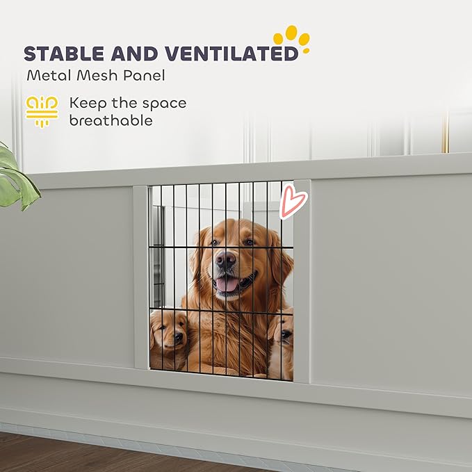 PawHut Whelping Box for Dogs and Puppies, Dog Whelping Box with Waterproof Pee Pad, Adjustable Height Door, for Large Dogs Indoor Use, 49" x 47" x 19"