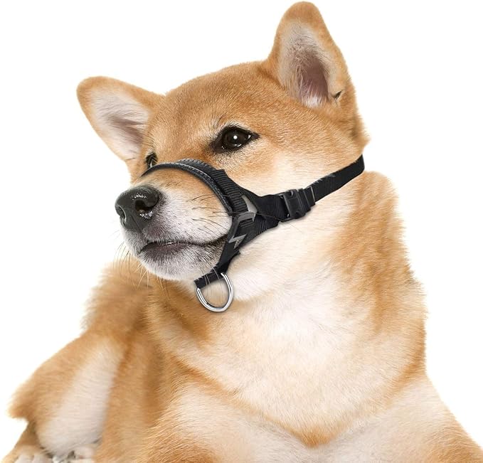Nylon Dog Muzzle for Small,Medium,Large Dogs Prevent from Biting,Barking and Chewing,Adjustable Loop(L/Red)