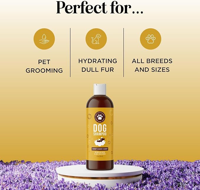 Soothing Oatmeal Shampoo for Dogs - Cleansing and Moisturizing Aloe & Oatmeal Dog Shampoo for Smelly Dogs of all Ages & Breeds - Gentle Sulfate and Paraben Free Dog Wash Made in USA (Sweet Cherry)