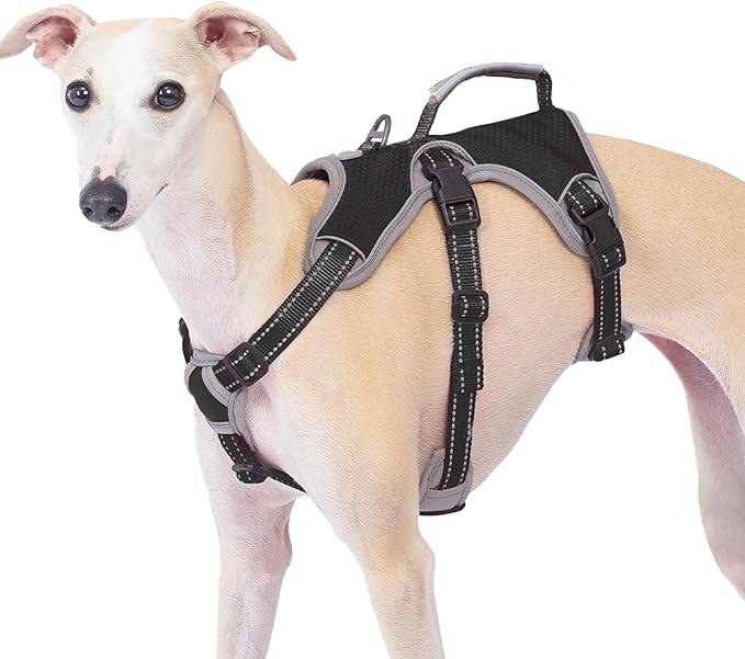 Escape Proof Dog Harness, Escape Artist Harness, Reflective Dog Harness with Handle, Durable,Adjustable Vest for Small Medium Large Dogs Walking, Training, and Running Gear(Black, XL)