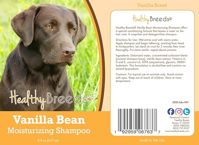 Healthy Breeds Labrador Retriever Vanilla Bean Moisturizing Shampoo + Conditioner - with Vitamins A, D, E + Coconut Oil - 8 oz