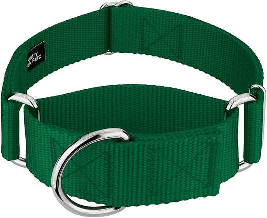 Country Brook Petz 1 1/2 Inch Martingale Heavy Duty Nylon Adjustable Dog Collar for Small, Medium, Large Breeds - Vibrant 17 Color Selection (Green, Extra Large)