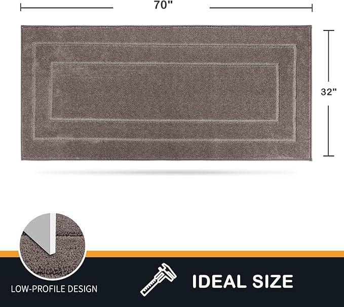 PURRUGS Dirt Trapper Door Mat 32" x 70", Non-Slip/Skid Machine Washable Entryway Rug, Dog Door Mat, Super Absorbent Welcome Mat for Muddy Wet Shoes and Paws, Grayish Brown