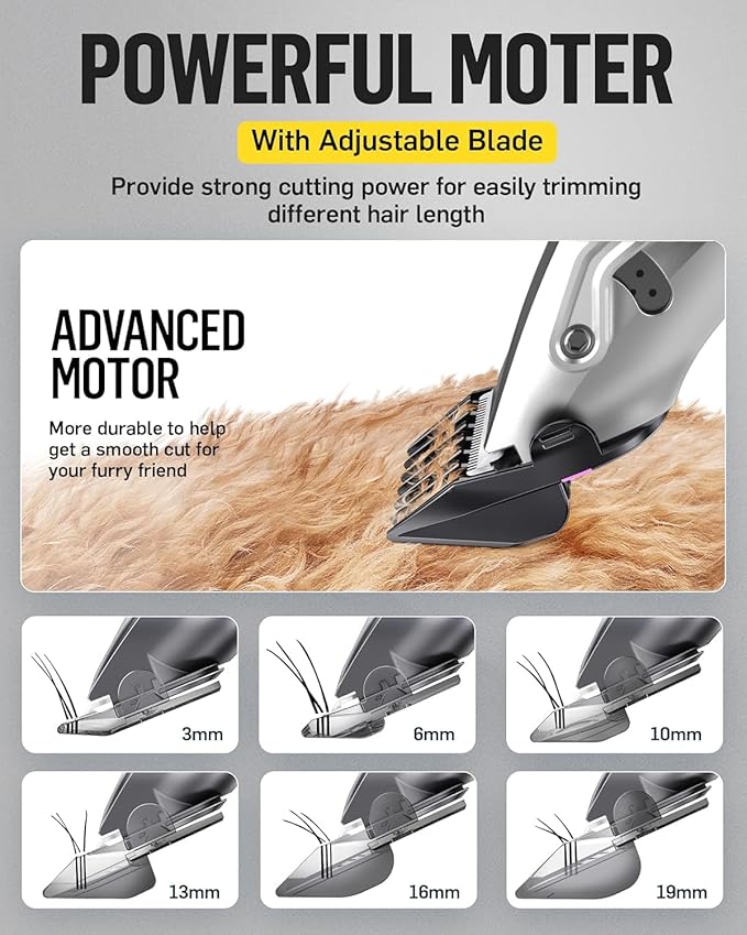 Dog Grooming Kit Low Noise，Cordless 4 in 1 Dog Clippers for Grooming Rechargeable Pet Cat Hair Trimmer with 2 Speed,6 Guards,Scissors,Comb for Small Medium Large Pets Dogs Cats Thick Hair Cutting