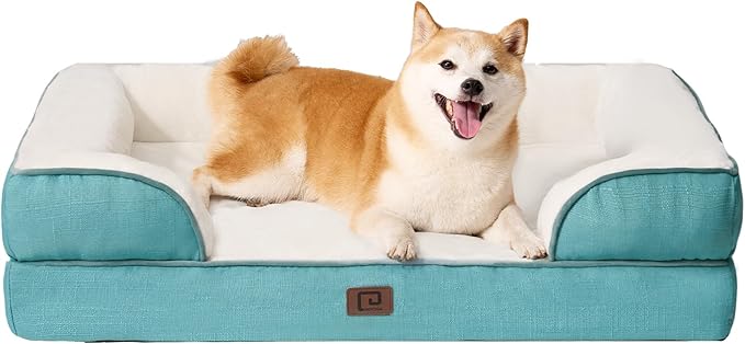 EHEYCIGA Orthopedic Dog Bed for Large Dogs, Waterproof Memory Foam, Turquoise Blue, 35"L x 22"W x 6.5"Th