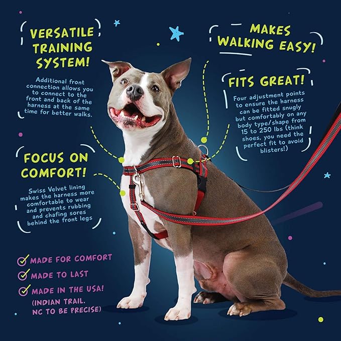 2 Hounds Design Freedom No Pull Dog Harness | Comfortable Control for Easy Walking |Adjustable Dog Harness and Leash Set | Small, Medium & Large Dogs | Made in USA | Solid Colors | 5/8" XS Black