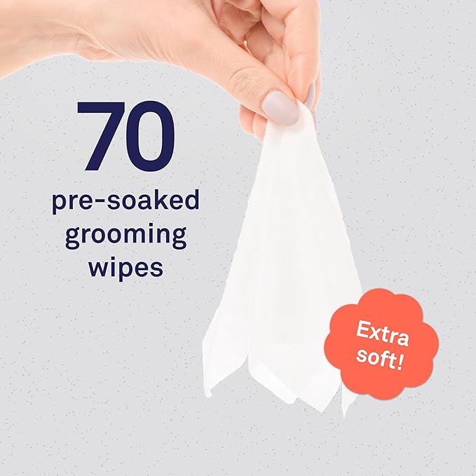 Petpost | Grooming Wipes for Dogs - Large, Deodorizing Wipes with Cherry Blossom Scent - 70 Ultra Soft Cotton Pads in Cleansing Solution - Cherry Blossom Scent 70 ct.