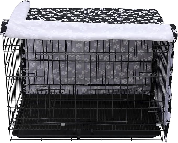 Dog Crate Cover for Wire Crates, Fits Most 42" inch Dog Crates. Easy to Put On, Take Off, and Adjust - Cover only - Black -42 Inch