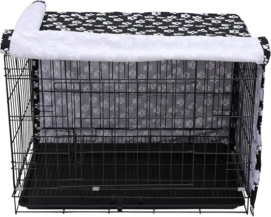 Dog Crate Cover for Wire Crates, Fits Most 36" inch Dog Crates. Easy to Put On, Take Off, and Adjust - Cover only - Black-36 Inch