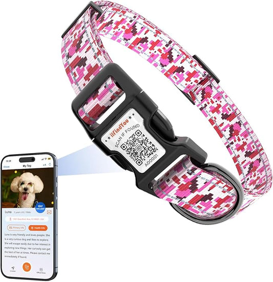 Reflective Dog Collars for Puppy Soft Nylon Camo Rose Red Sized XS