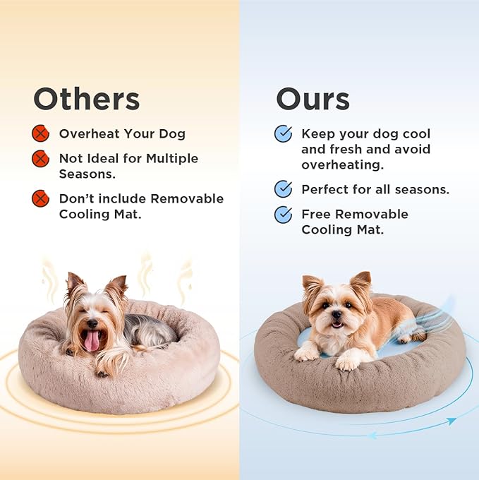 Small Donut Dog Bed, Calming Dog Bed Washable Ideal for Small to Large Dogs and Cats & Round Dog Bed,Anti-Anxiety Multiple Sizes(Brown, Combo X-Small (21" L x 21" W x 7" Th))