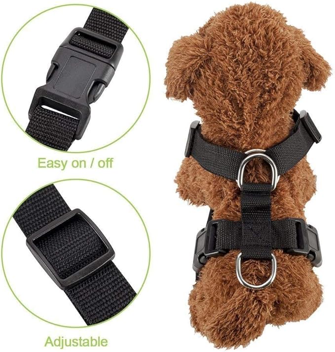 SlowTon Dog Seat Belt Harness for Car, Dog Car Harness Adjustable Mesh Breathable & Dog Seatbelt Safety Tether with Elastic Bungee for Small Medium Large Pets(Blue, Single Clip, S)
