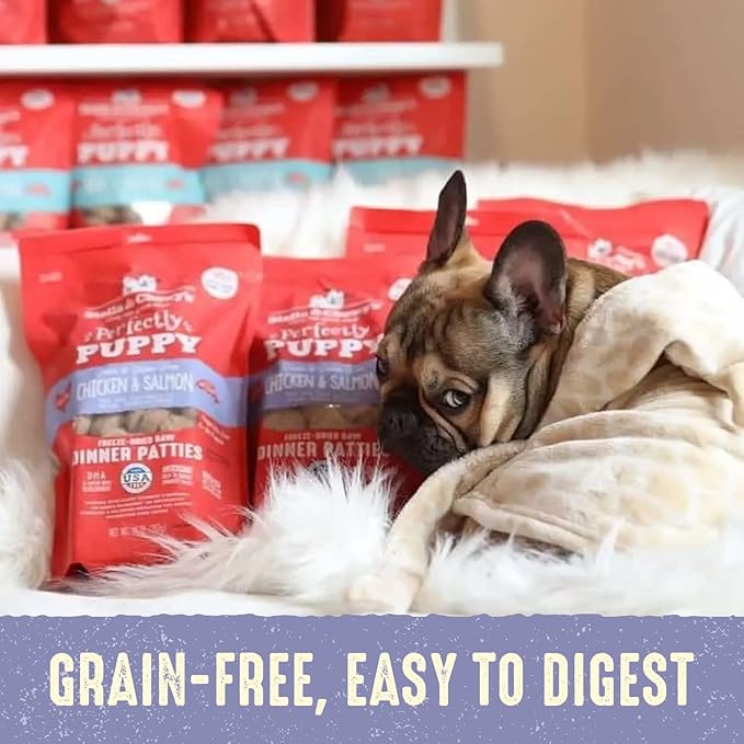 Stella & Chewy's Freeze Dried Raw Dinner Patties – Crafted for Puppies – Grain Free, Protein Rich Perfectly Puppy Chicken & Salmon Recipe – 5.5 oz Bag