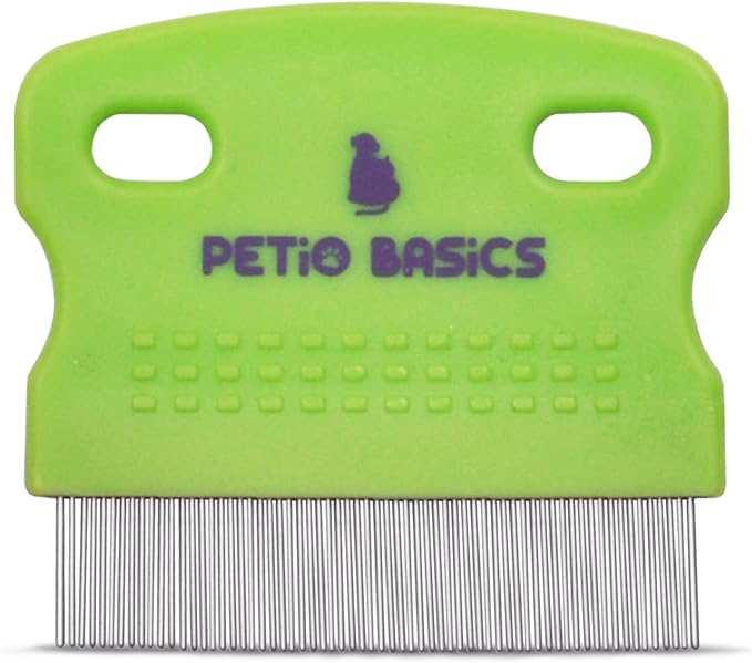 Tear Stain Comb Pet Grooming Tool by Petio Basics with 65 Stainless Steel Pins Safely Removes Mucus Around Eyes