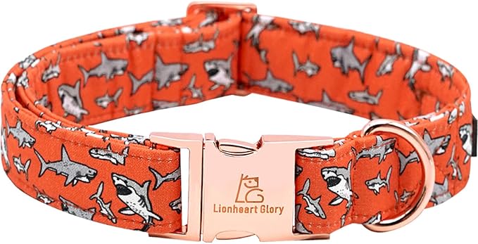 Lionheart glory Dog Collar Shark Print Bow Dog Collar Girl or Boy Dog Collar Pet Gift Adjustable Dog Collar for Small Dog