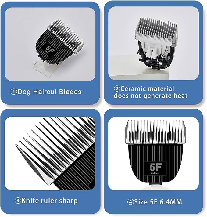 Replacement Blade for nebot P1 Pro Pet Grooming Kit & Vacuum,Size-5F Cut Length 1/4”(6.3mm),2 Pack