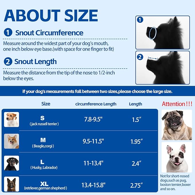 Dog Muzzle,Soft Mesh Breathable Muzzle, Air Mesh Dog Muzzle with Reflective & Adjustable Strap for for Biting Chewing Grooming,Allow Panting Drinking,Dog Muzzle for Medium (Blue, M)