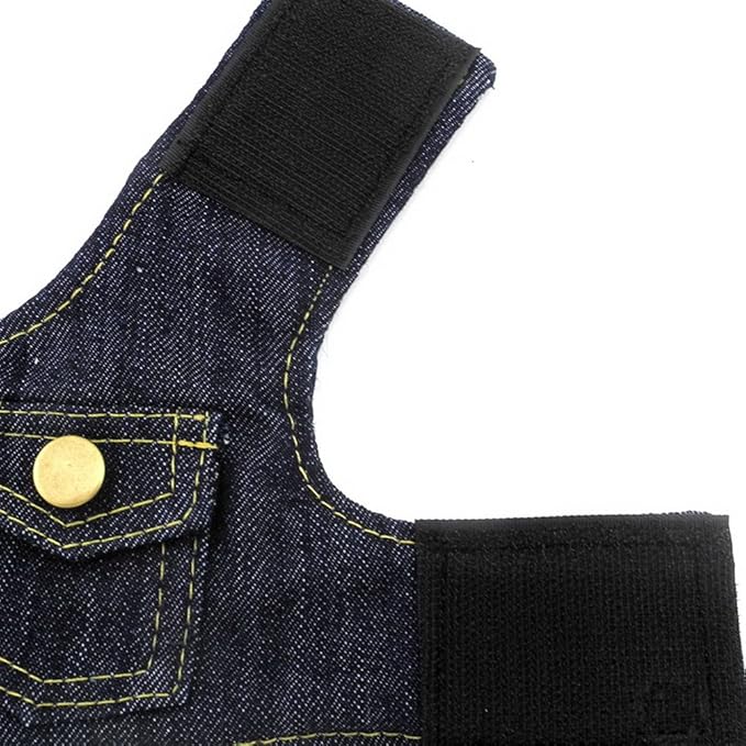 SMALLLEE_LUCKY_STORE Small Dog Cat Denim Vest Jacket Harness,Soft Mesh Padded Puppy Harness Leash Set,Easy on and Off,Dark Blue L