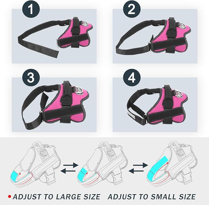 Bolux Dog Harness, No-Pull Reflective Dog Vest, Breathable Adjustable Pet Harness with Handle for Outdoor Walking - No More Pulling, Tugging or Choking (Rose red, XS)