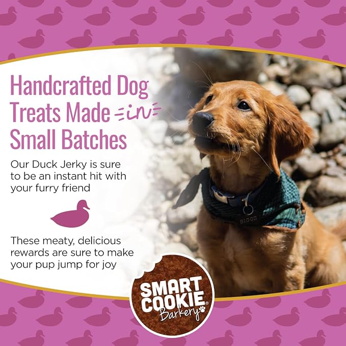 Smart Cookie Duck Jerky Dog Treats with Flax Seed, Omega Oils- Hypoallergenic Strips for Dogs and Puppies with Allergies, Sensitive Stomachs - Dehydrated, Grain Free, Made in USA - 3oz Bag, Pack of 3