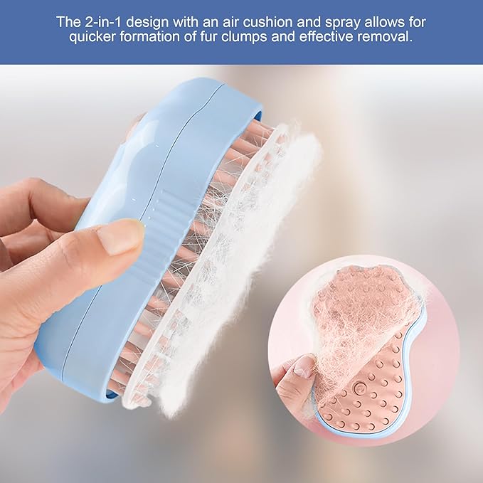 Pet Grooming Steam Brush Kit 7pcs, Cat Brush with Spray Cat Brush Comb for Shedding -Cat Brush&Nail Clippers File Set for Cat Dogs Long matted Haired Pets and Nail Repair