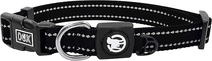 DDOXX Reflective Nylon Dog Collar - Strong and Adjustable Collars Dogs - XS (Black)